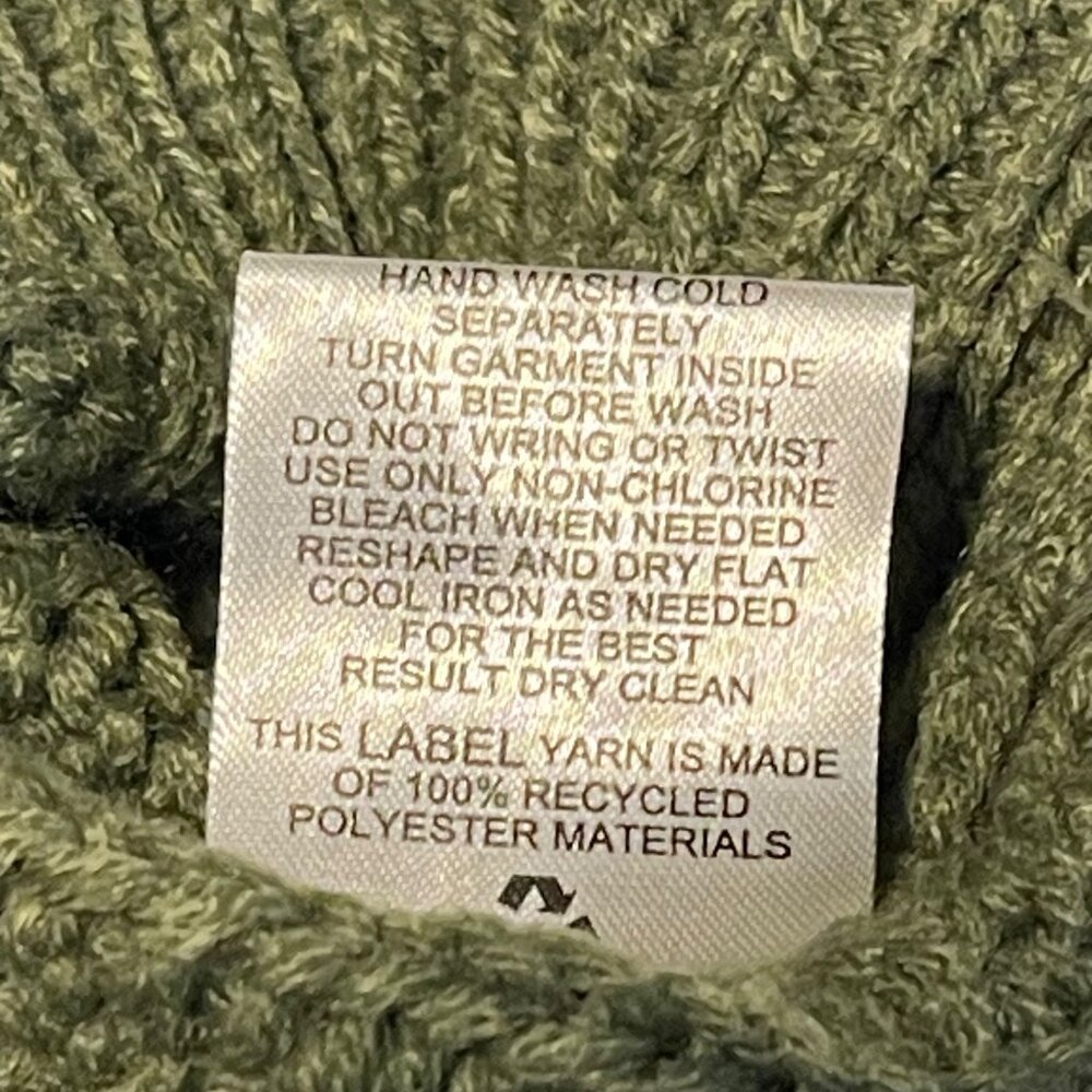 Olive Green Cropped Cable Knit Sweater With Diamond Pattern & Full Zipper - Picture 9 of 10